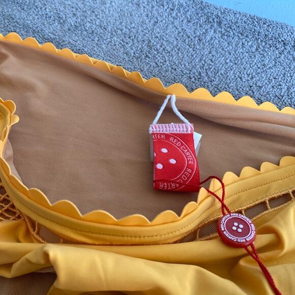 Red Carter scalloped trim Lola bikini bottom - Picture 3 of 9